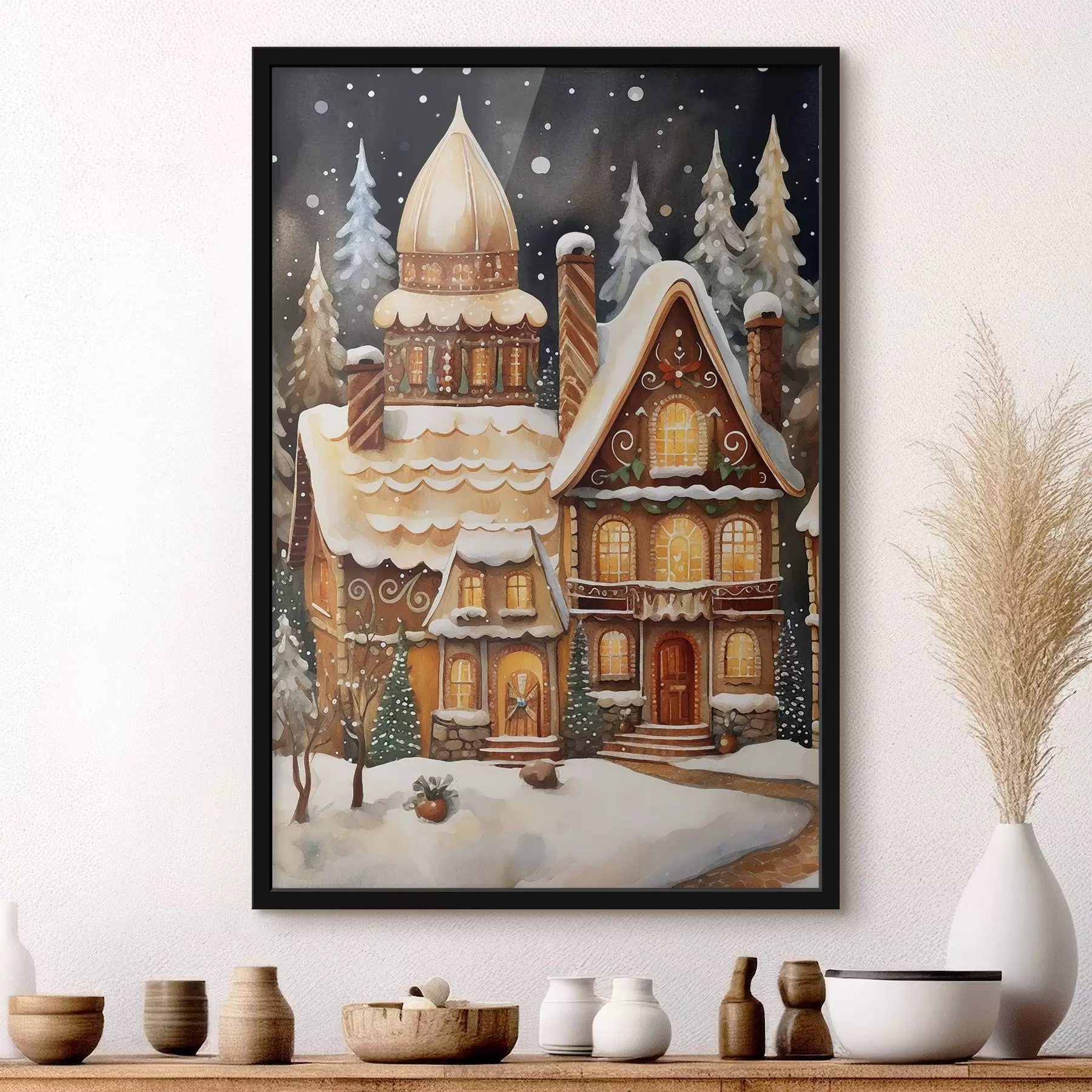 Fototapete Schneebedeckte Häuser im Wald f46985