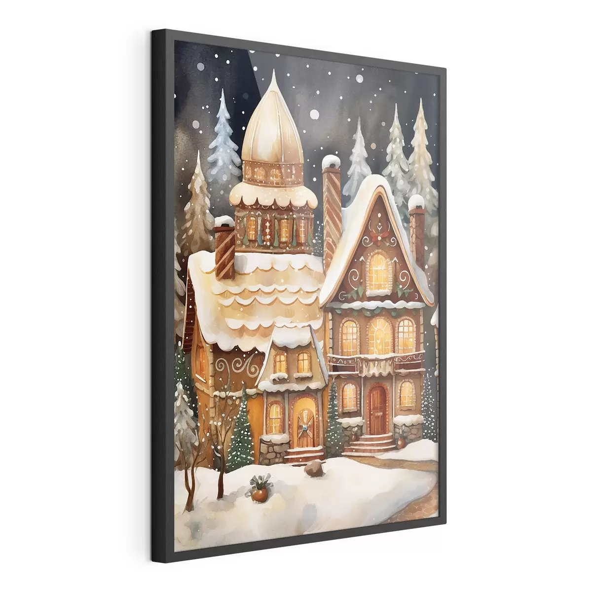 Poster Schneebedeckte Häuser im Wald f46985