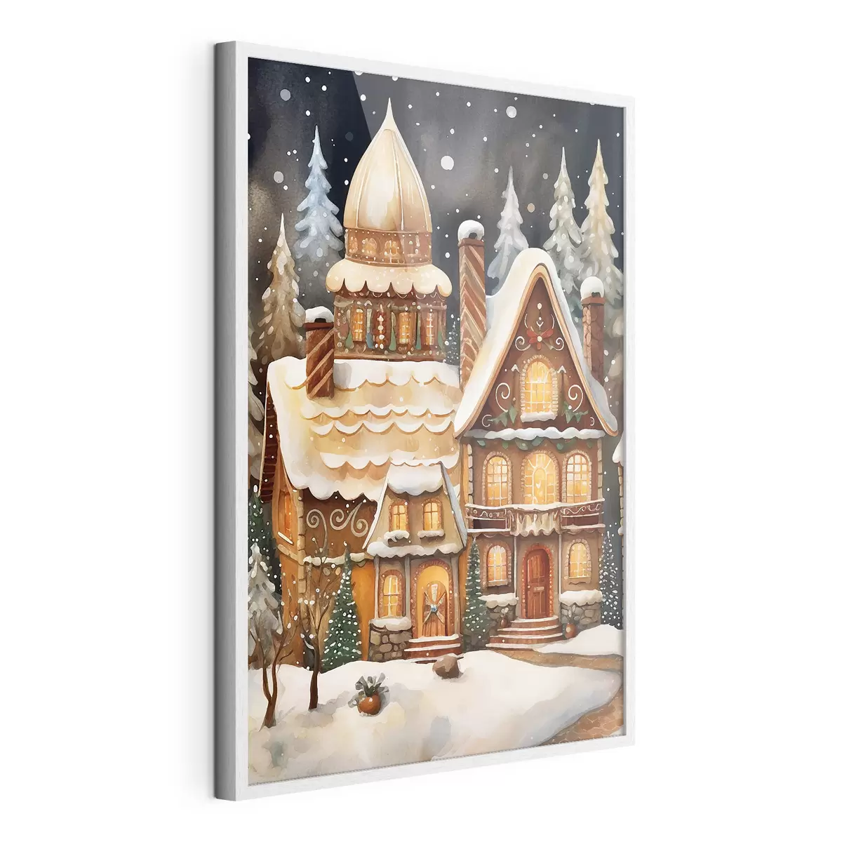 Poster Schneebedeckte Häuser im Wald f46985