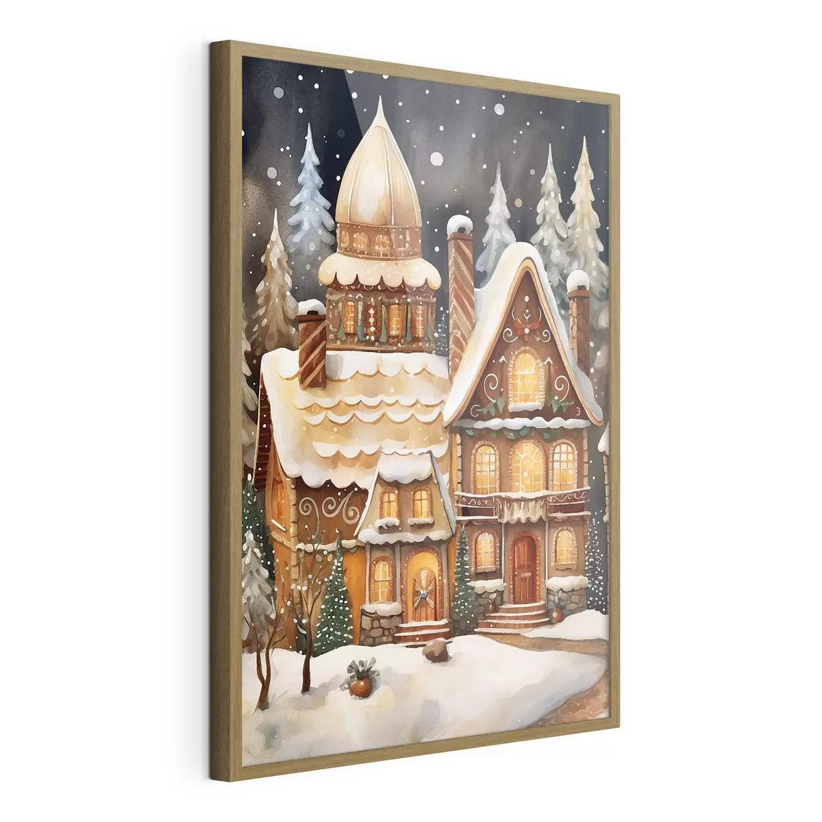 Poster Schneebedeckte Häuser im Wald f46985