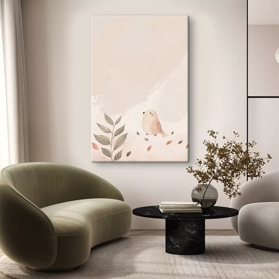 Fototapete Vogel und Blätter s47063