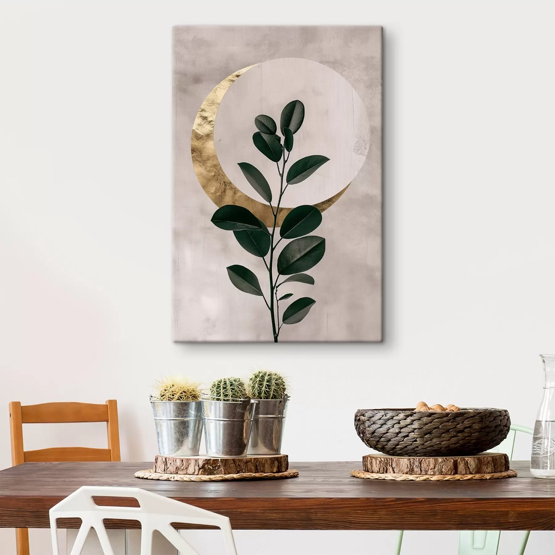 Fototapete Blätter und ein Halbmond s47085