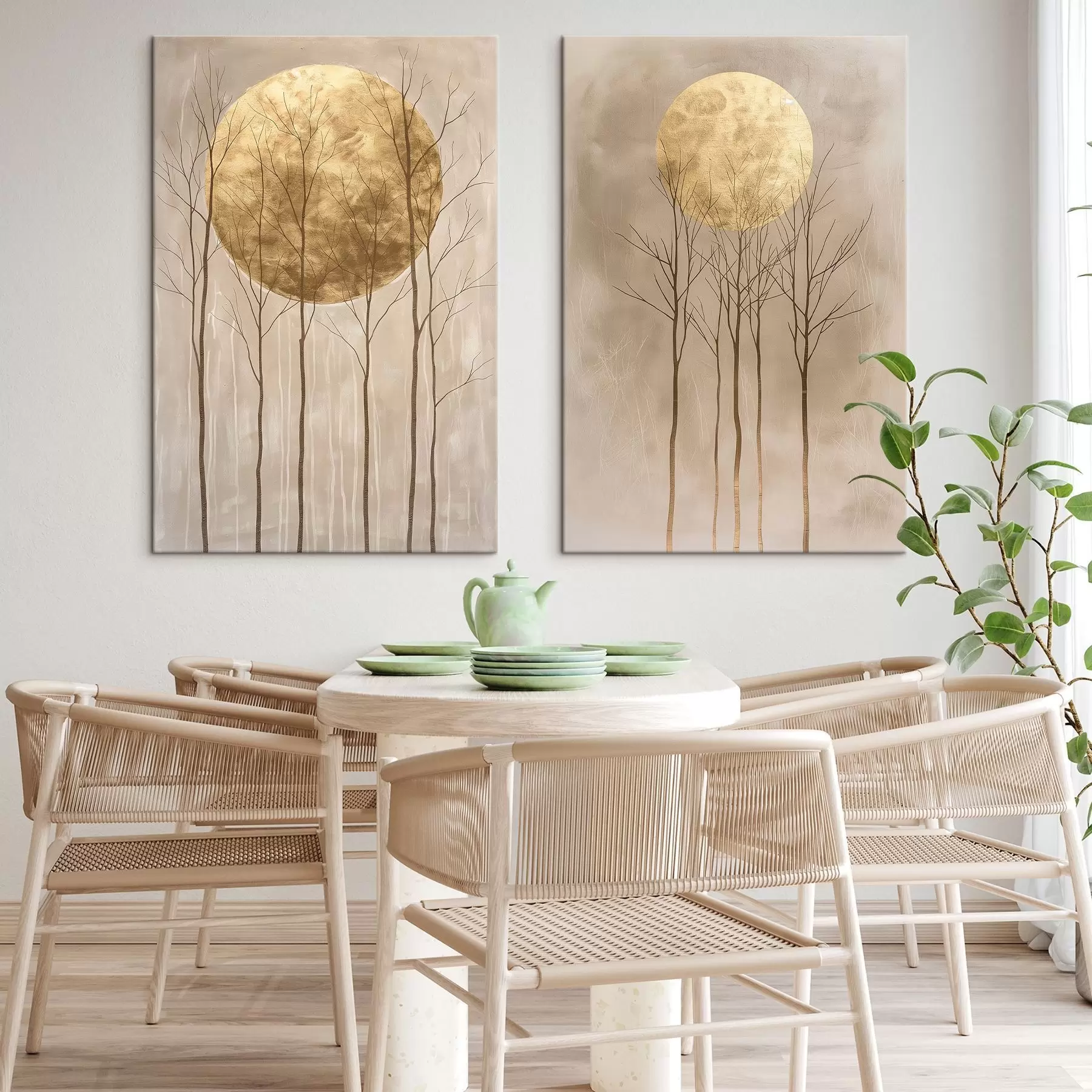 Fototapete Zarte Bäume und Kreis m01137