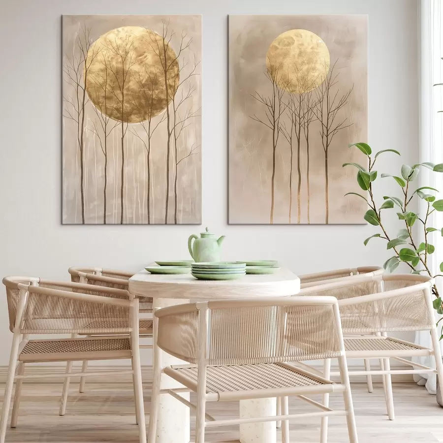 Fototapete Zarte Bäume und Kreis m01137