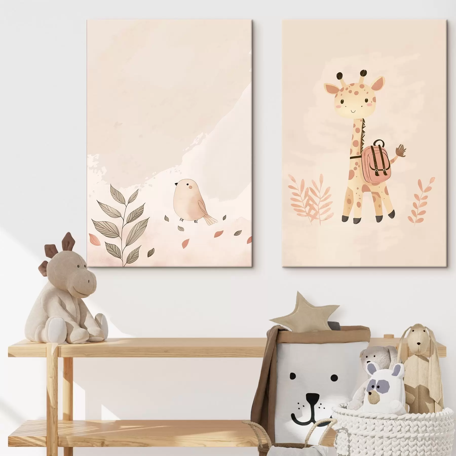 Fototapete Giraffe und Vogel m01148