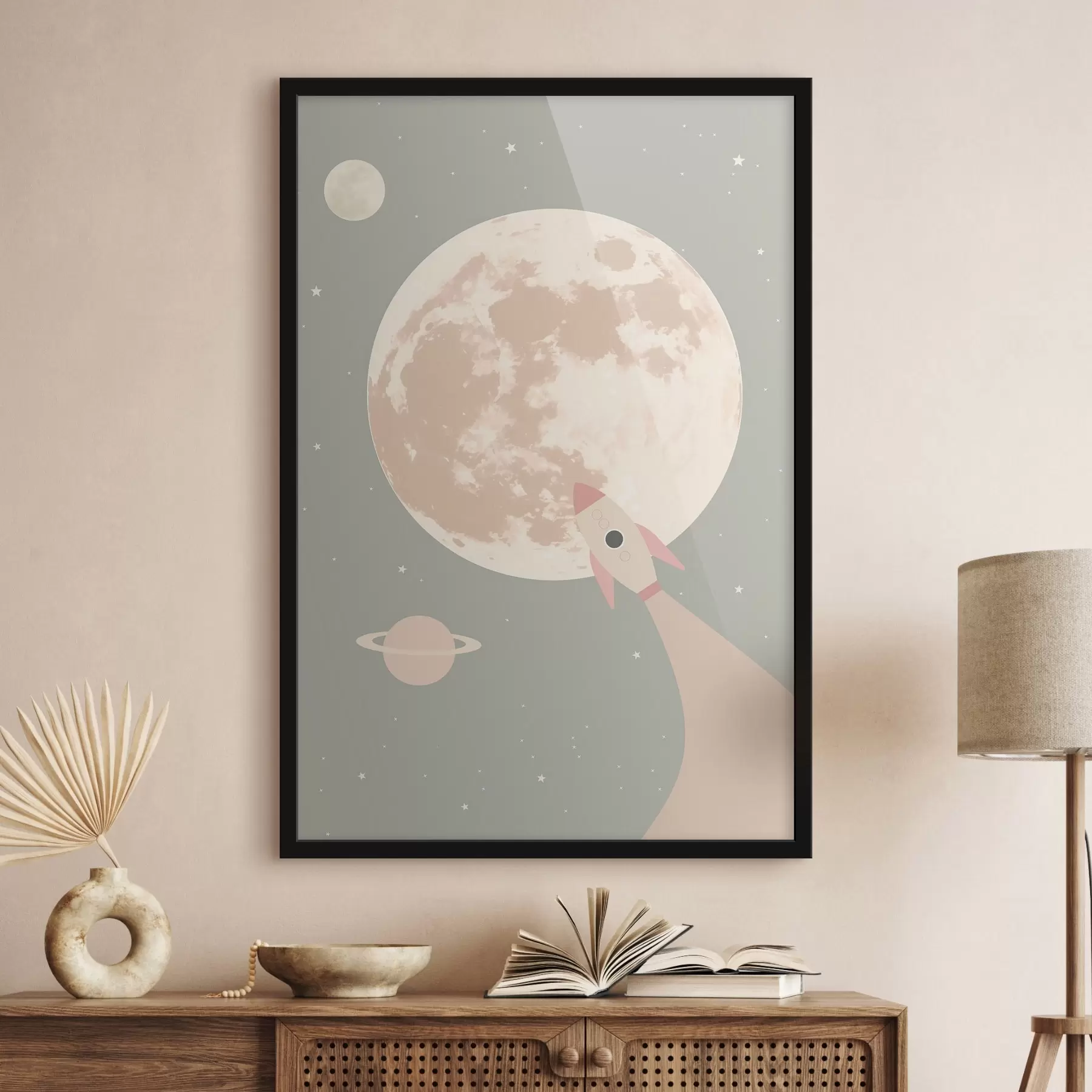 Fototapete Mond und Weltraumrakete f47067