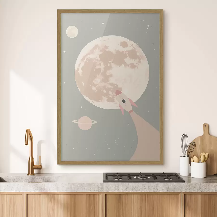 Fototapete Mond und Weltraumrakete f47067