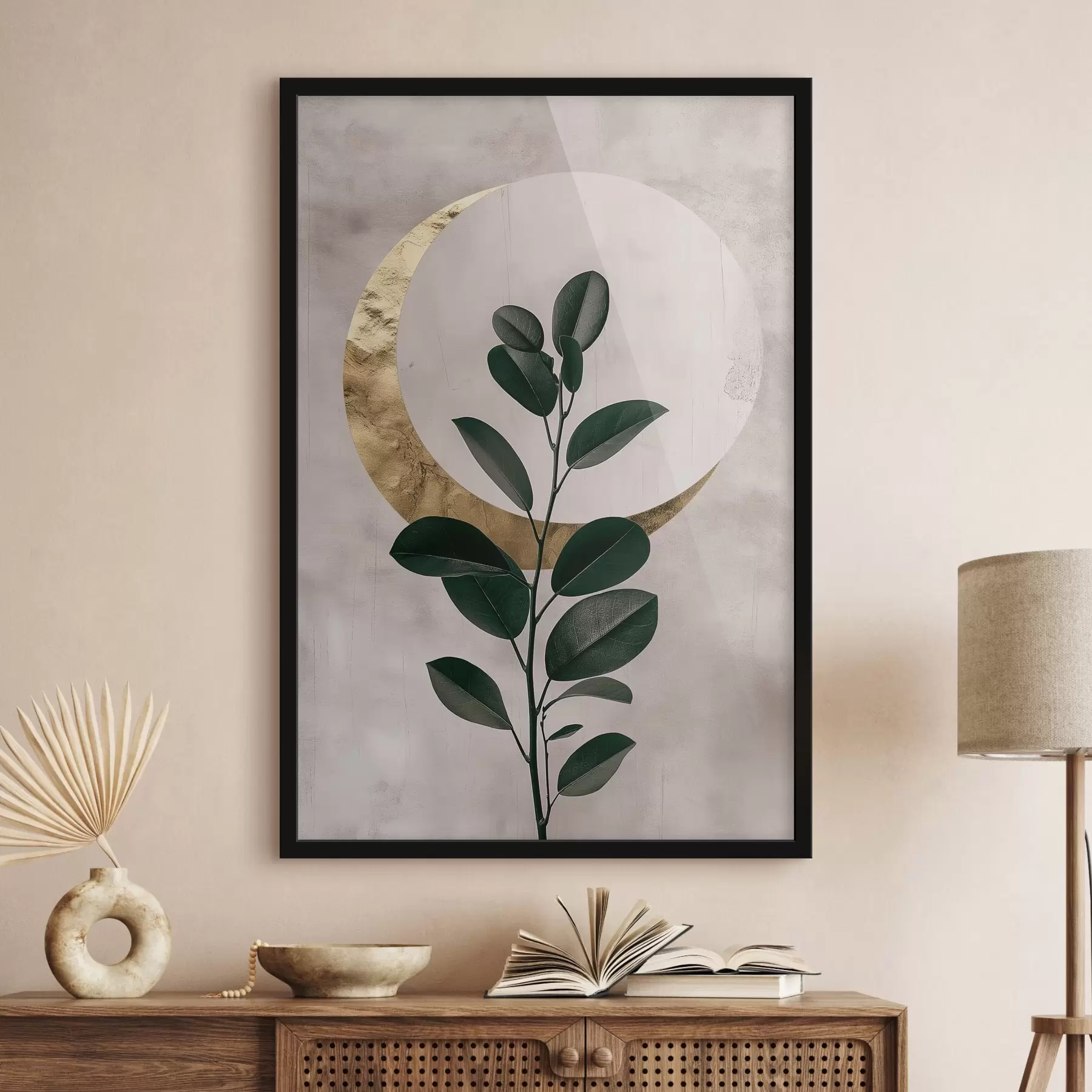 Fototapete Blätter und ein Halbmond f47085