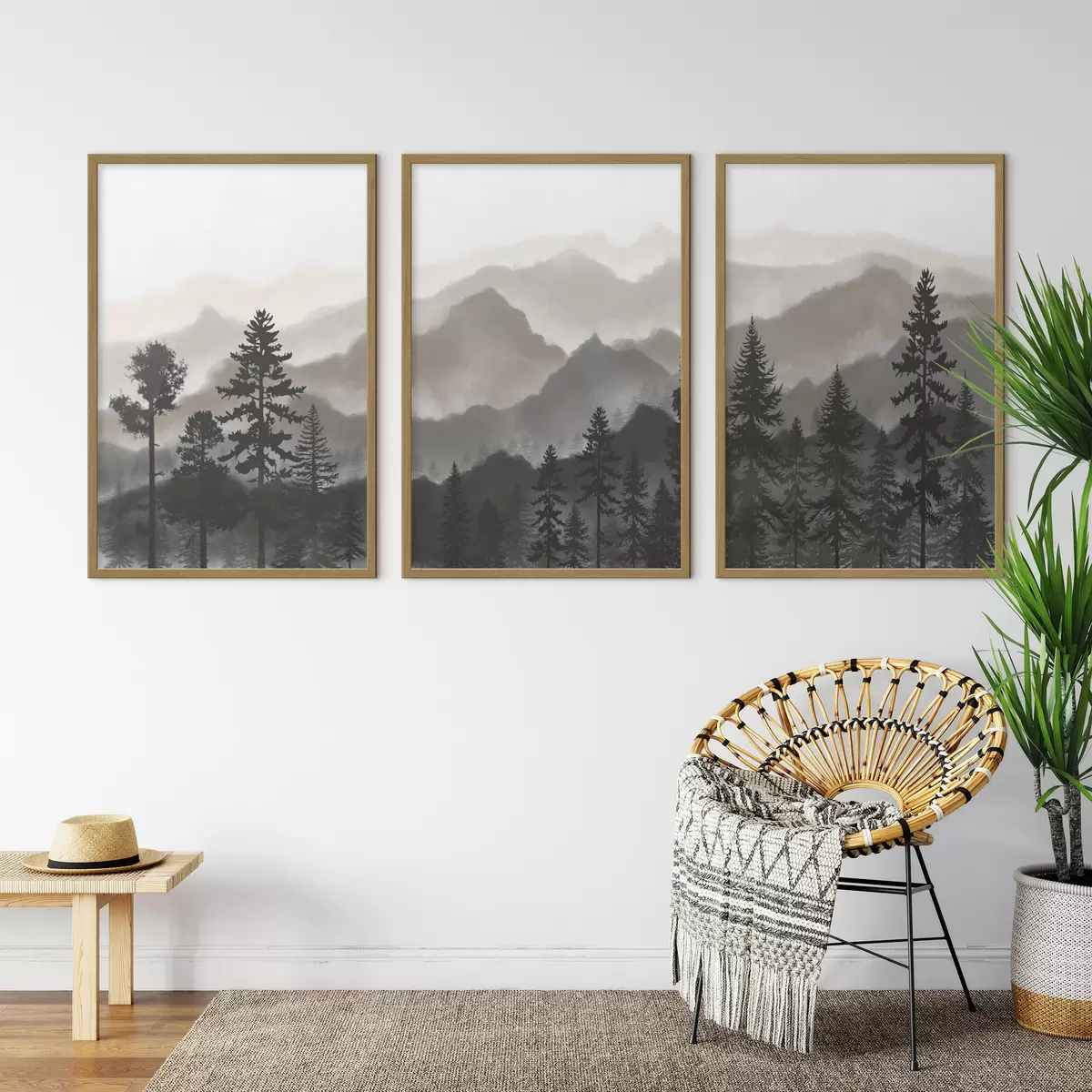 Poster Ruhige Berglandschaft mit Bäumen d00244v1