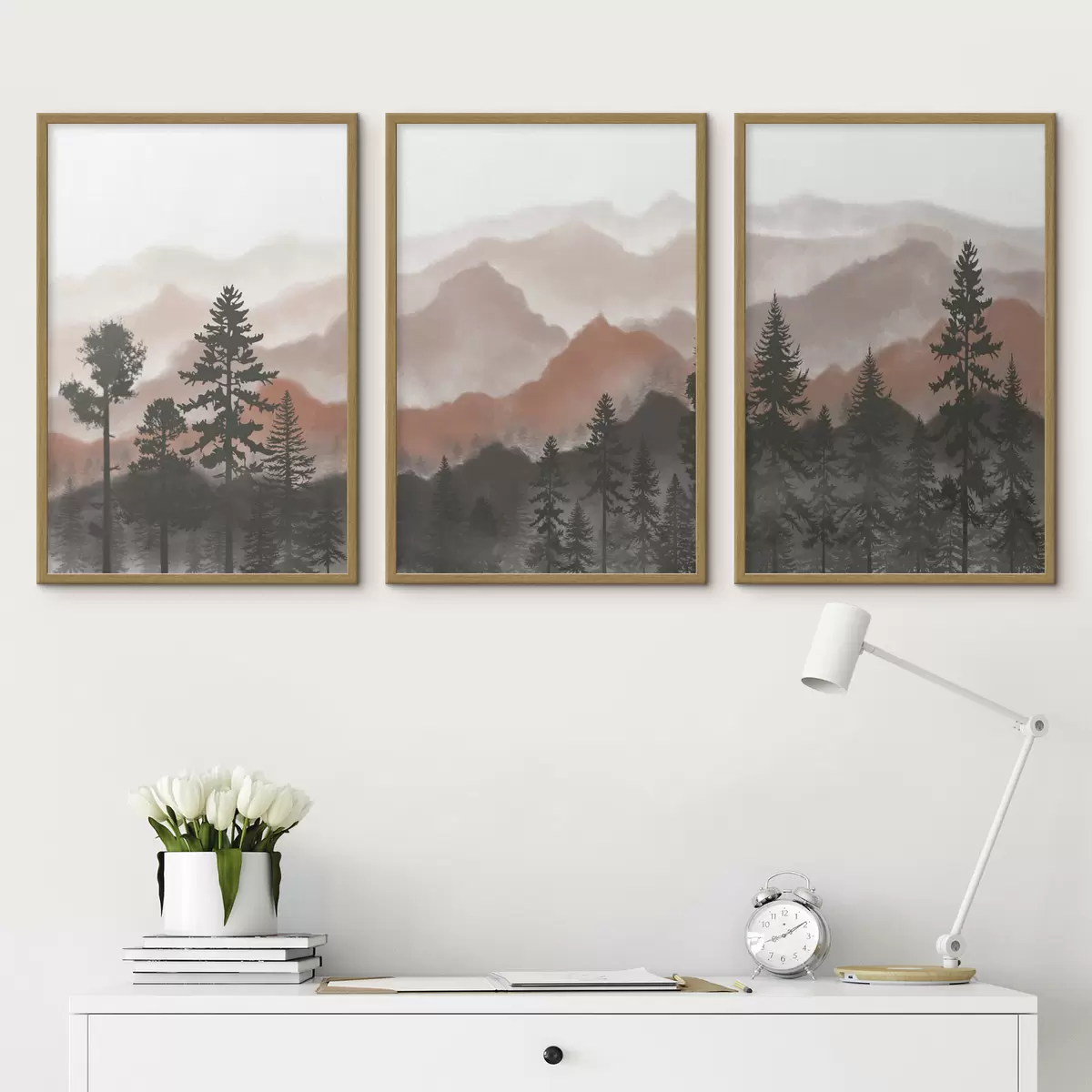 Poster Berglandschaft mit ruhigen Farbtönen d00244v2