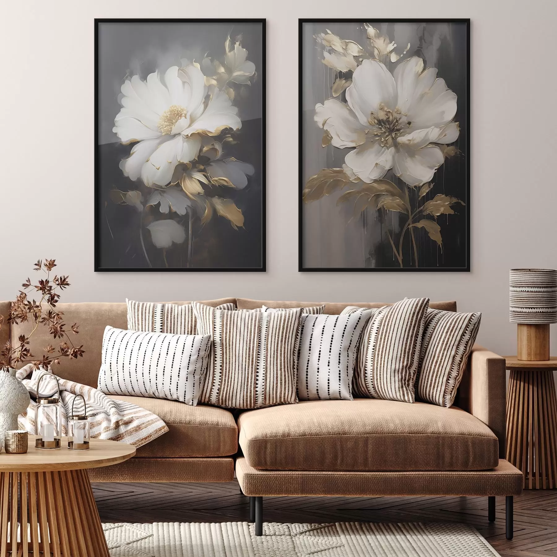 Fototapete Schöne Blumen auf dunklem Hintergrund d00428