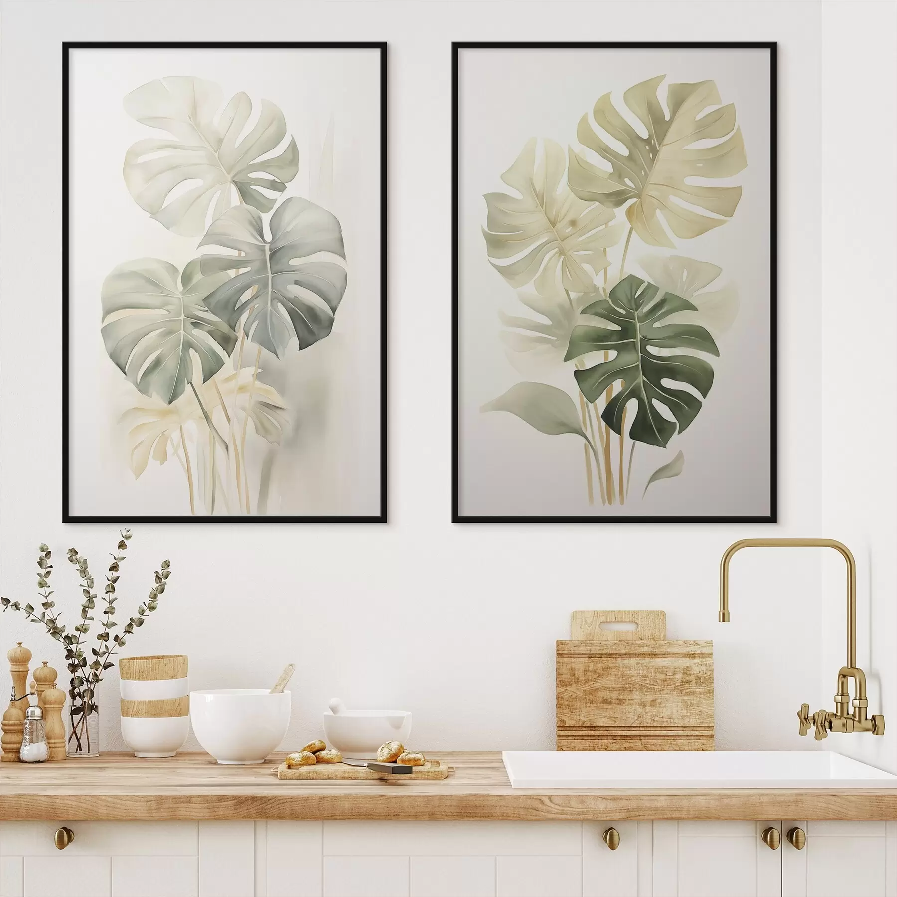 Fototapete Monstera-Blätter, tropische Blätter d00429