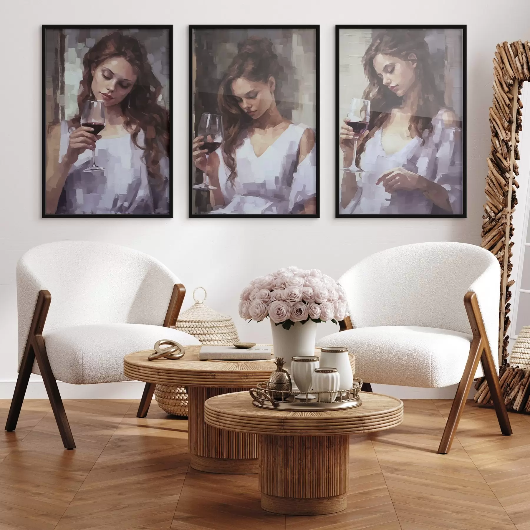 Fototapete Mädchen und Wein d00443