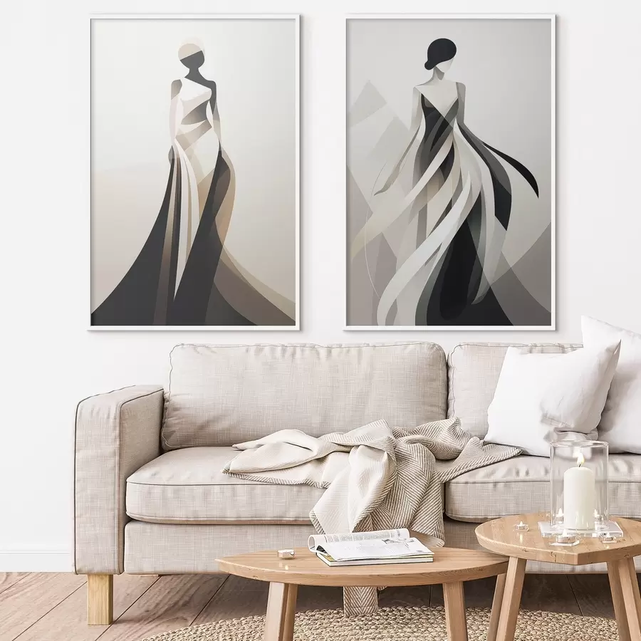 Fototapete Silhouettenkomposition in hellen und dunklen Tönen d00465