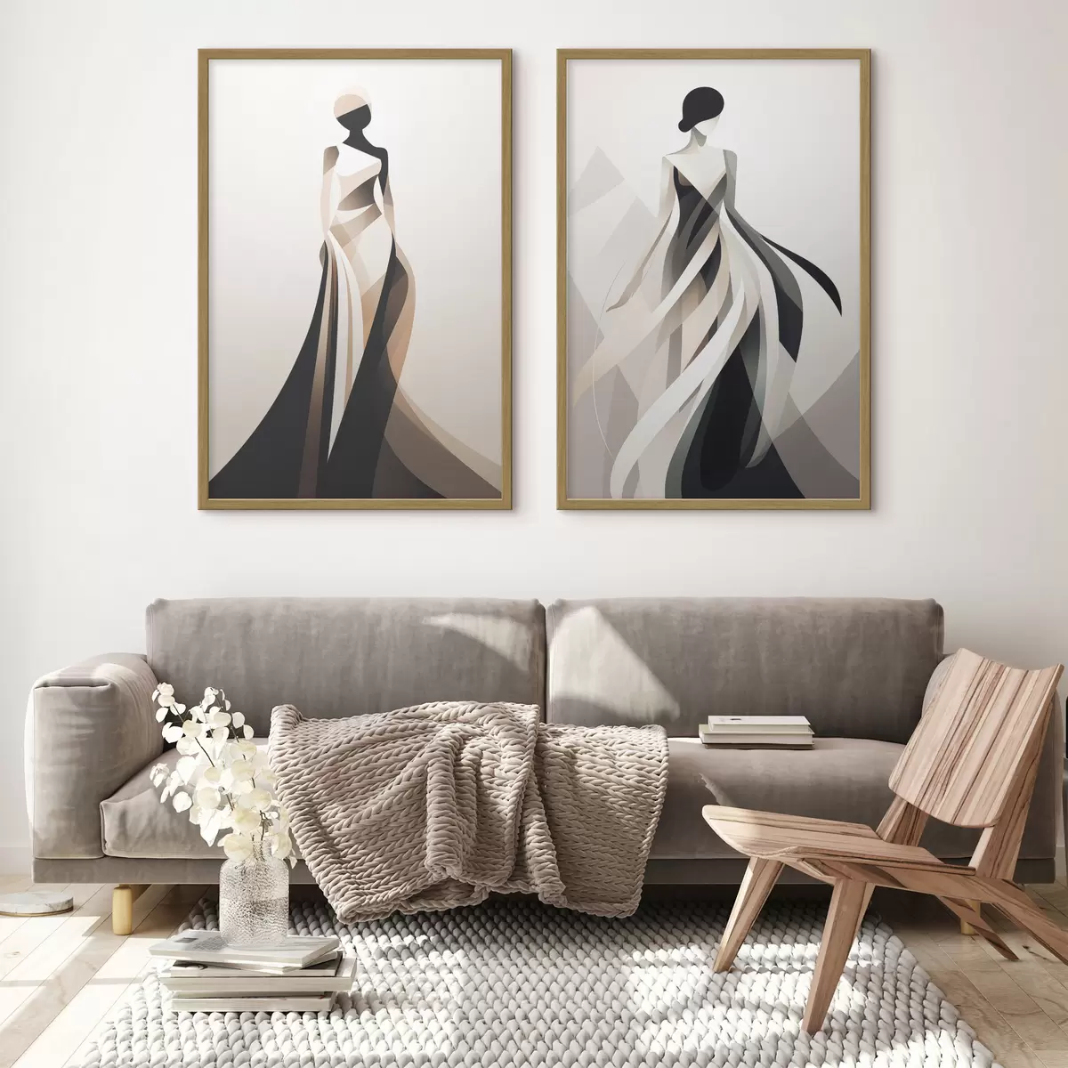 Poster Silhouettenkomposition in hellen und dunklen Tönen d00465