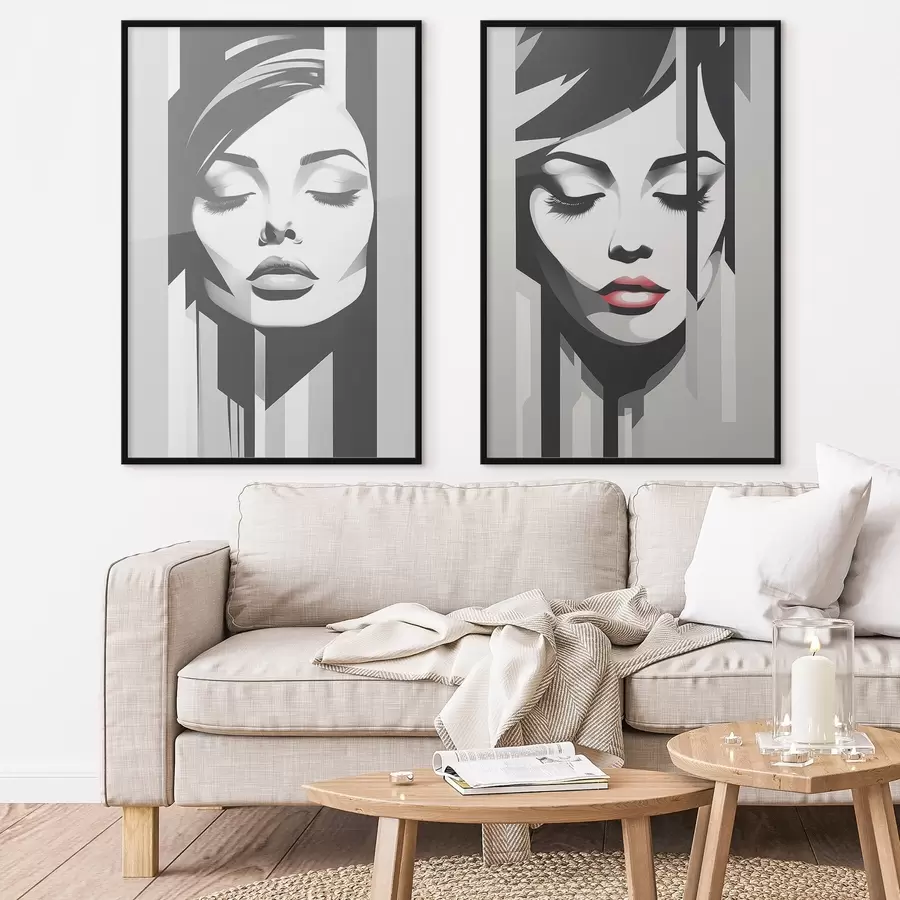 Fototapete Geometrie von Frauengesichtern d00496