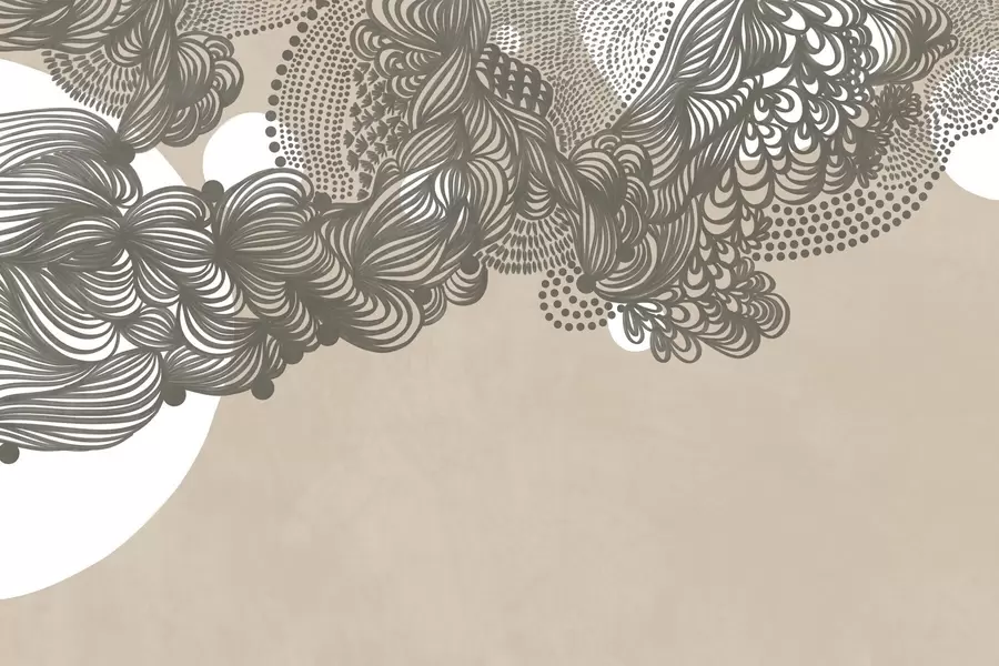 Fototapete Abstraktes strukturiertes Design auf beigem Hintergrund mit filigranen Linien und gepunkteten Strukturen w09621