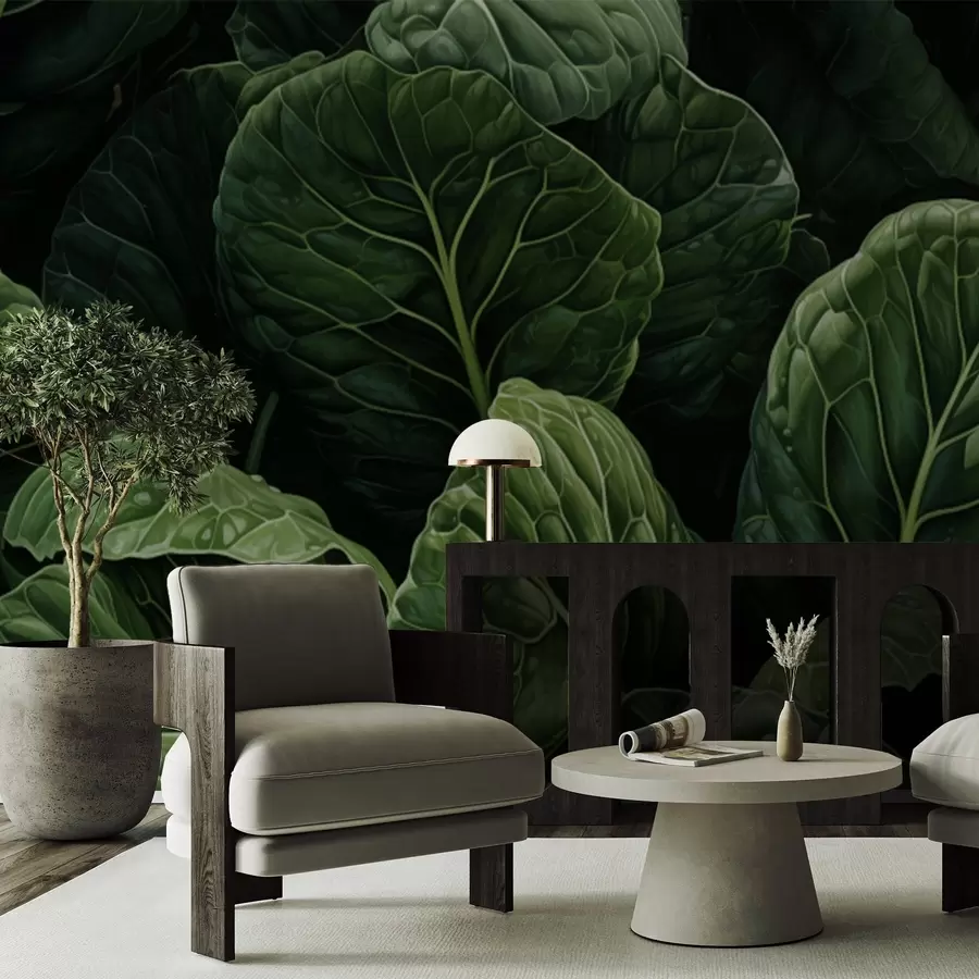 Fototapete Verspielte grüne Blätter w05043