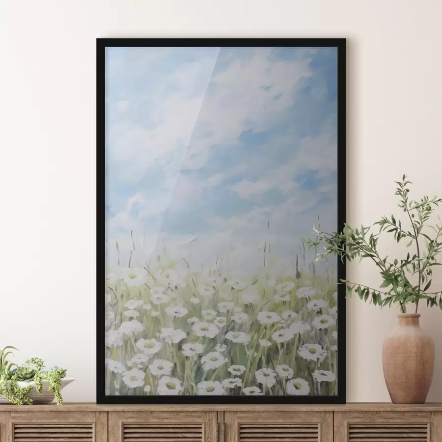 Fototapete Feld mit Gänseblümchen, Imitationsgemälde f47246