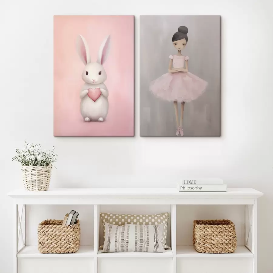 Fototapete Hase mit Herz und Ballerina m01157