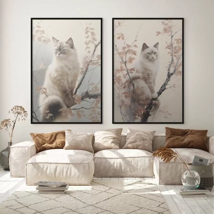 Fototapete Eine Katze auf einem Ast d00871
