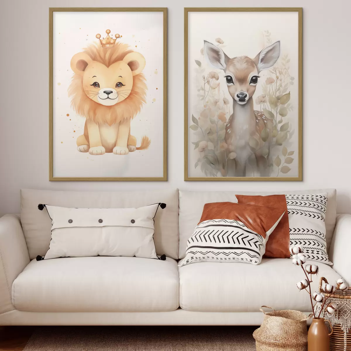 Poster Hirsch und Löwe d00922