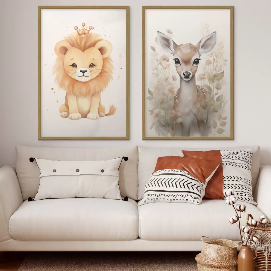 Fototapete Hirsch und Löwe d00922