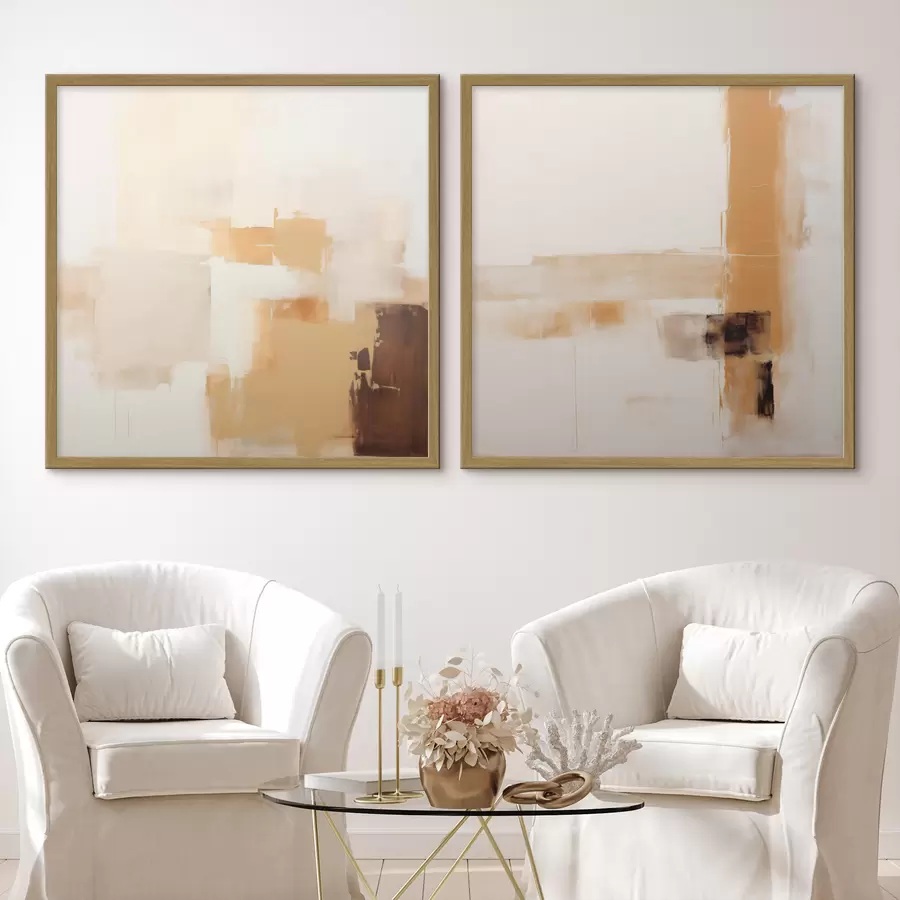 Fototapete Abstrakte zweiteilige Komposition in Beige und Braun d00891