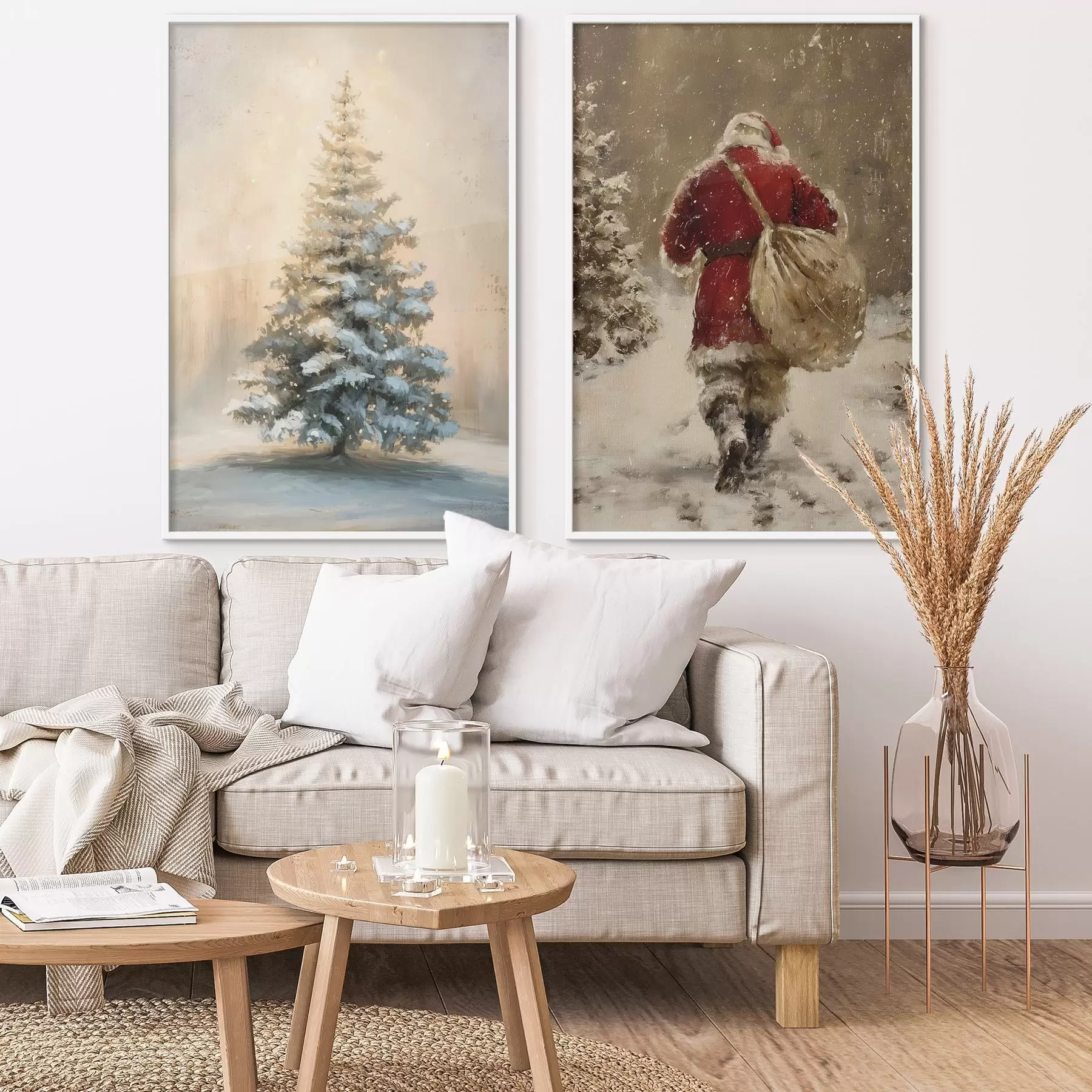 Fototapete Weihnachtsmann und Weihnachtsbaum d00956