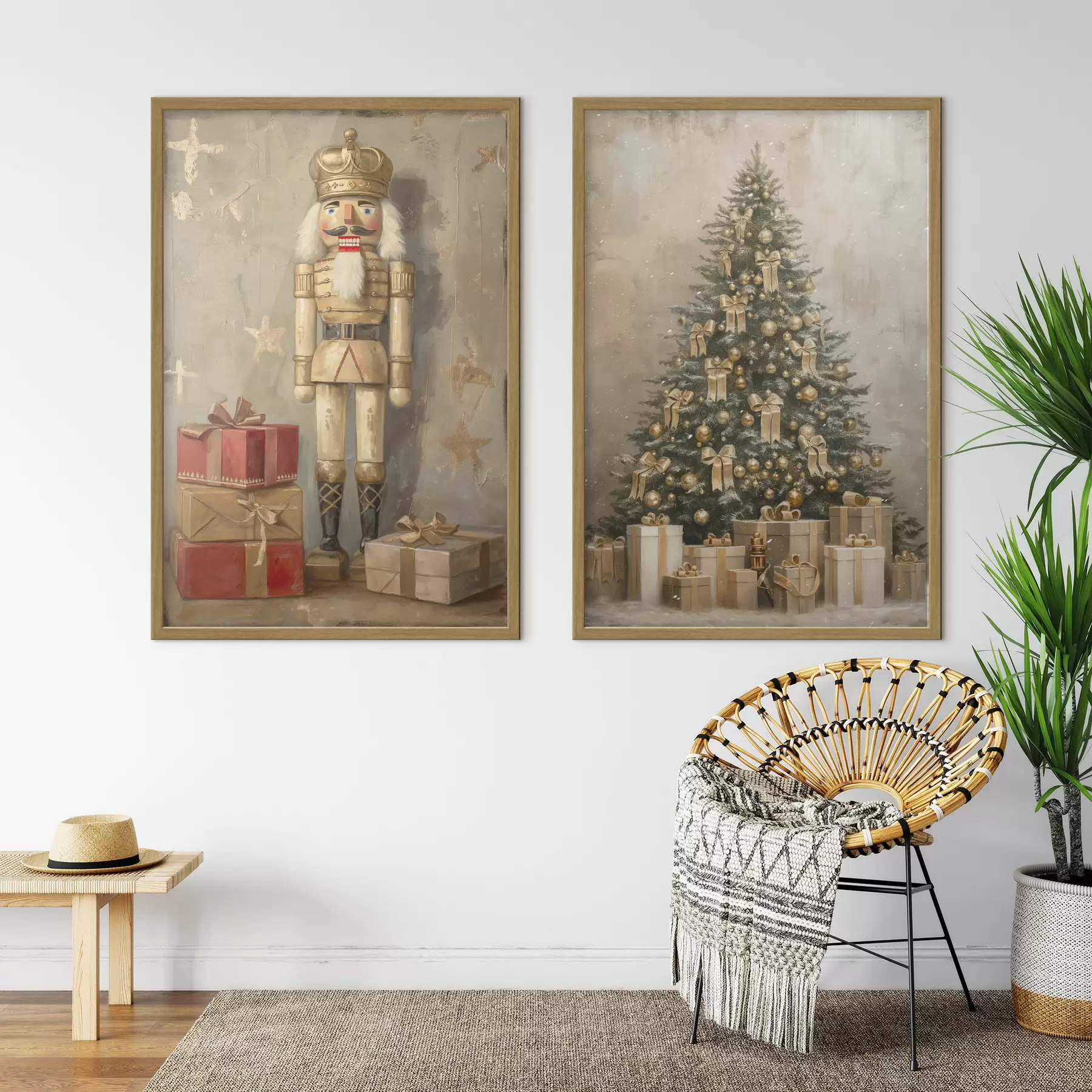Fototapete Der Nussknacker und der Weihnachtsbaum mit Geschenken d00957