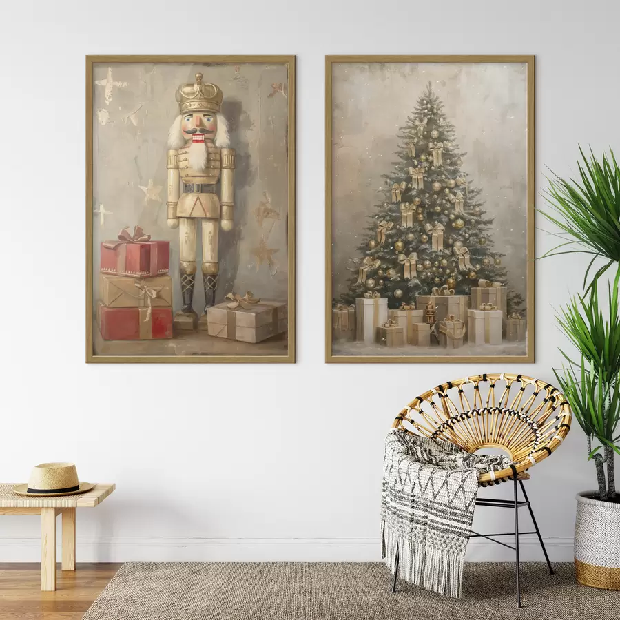 Fototapete Der Nussknacker und der Weihnachtsbaum mit Geschenken d00957