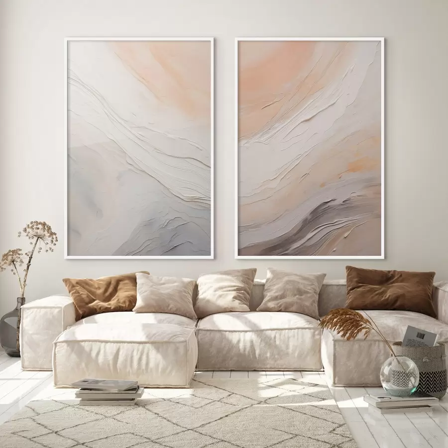 Fototapete Neutrale Putzstrukturen mit fließenden Reliefschichten d00971