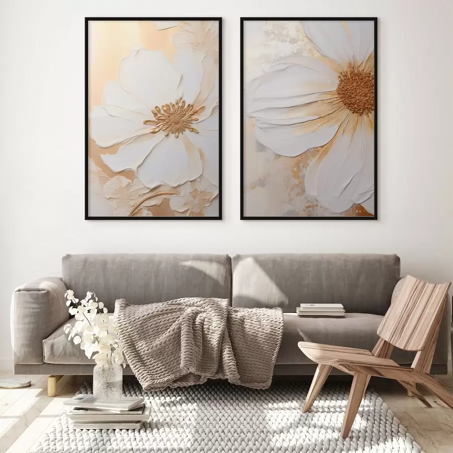 Fototapete Eine weiße Blume mit zarten Blütenblättern, strukturiertem abstrakten Hintergrund, elegant, dekorative Kunst d01006