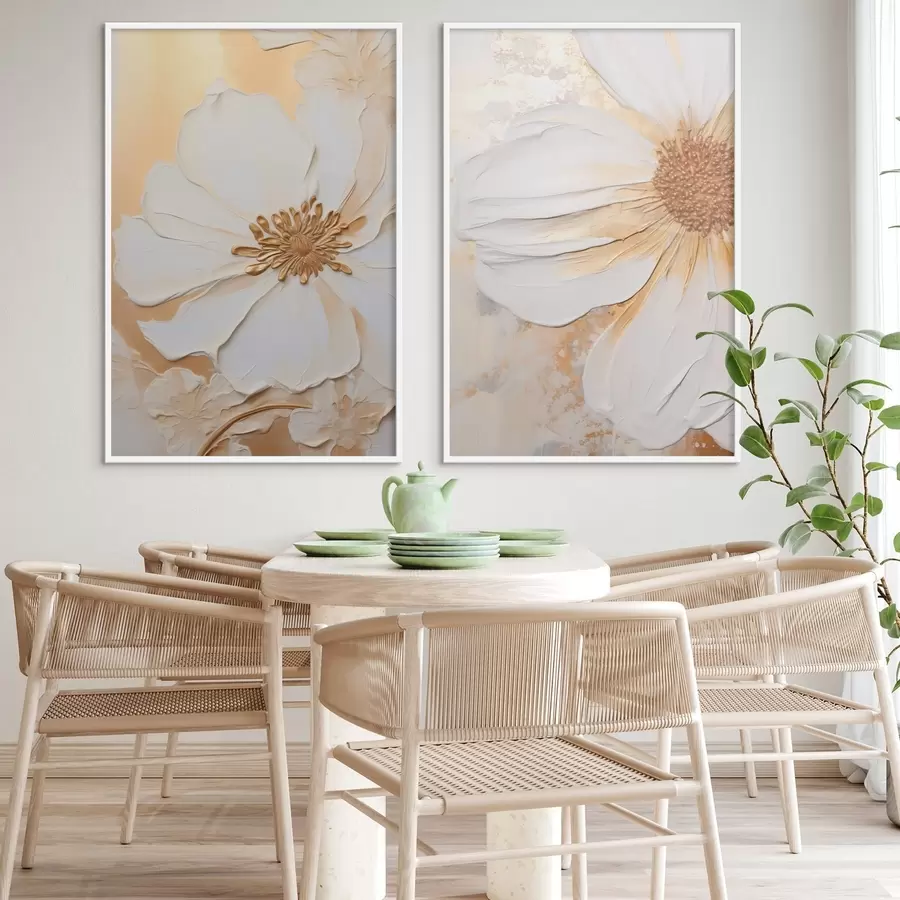 Fototapete Eine weiße Blume mit zarten Blütenblättern, strukturiertem abstrakten Hintergrund, elegant, dekorative Kunst d01006