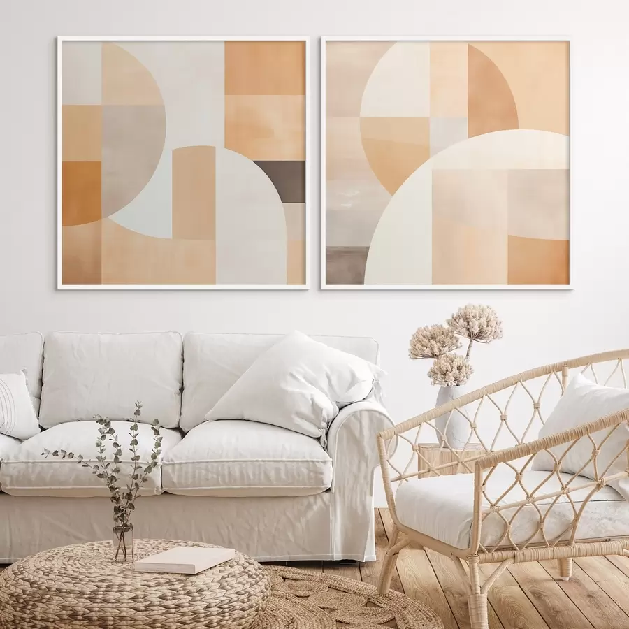 Fototapete Komposition mit großen Formen und sanften Farbblöcken d00986