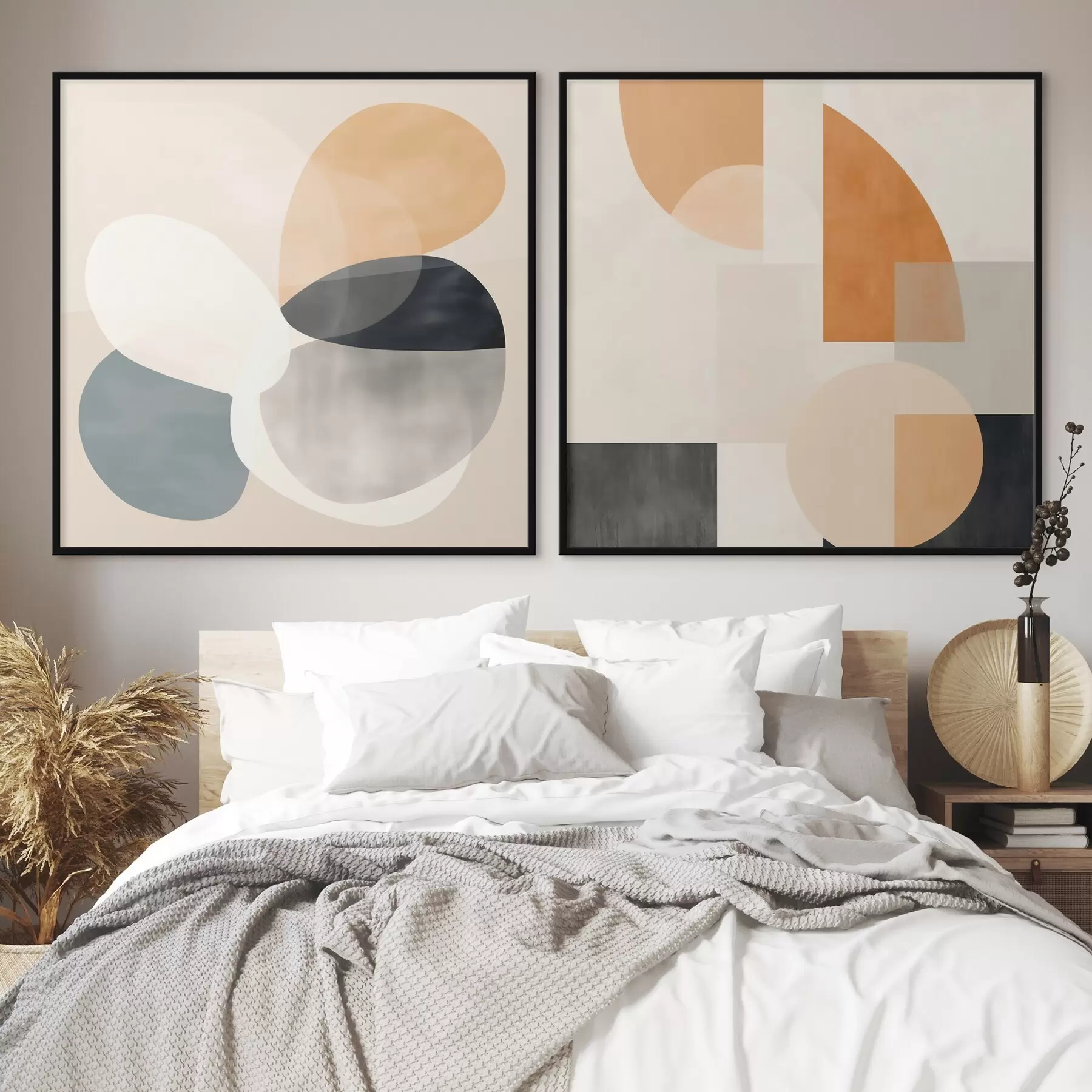 Fototapete Abgerundete Schnittpunkte von Formen im Aquarell-Minimalismus d00993