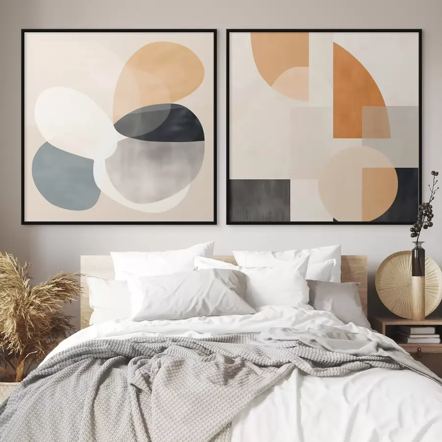 Fototapete Abgerundete Schnittpunkte von Formen im Aquarell-Minimalismus d00993