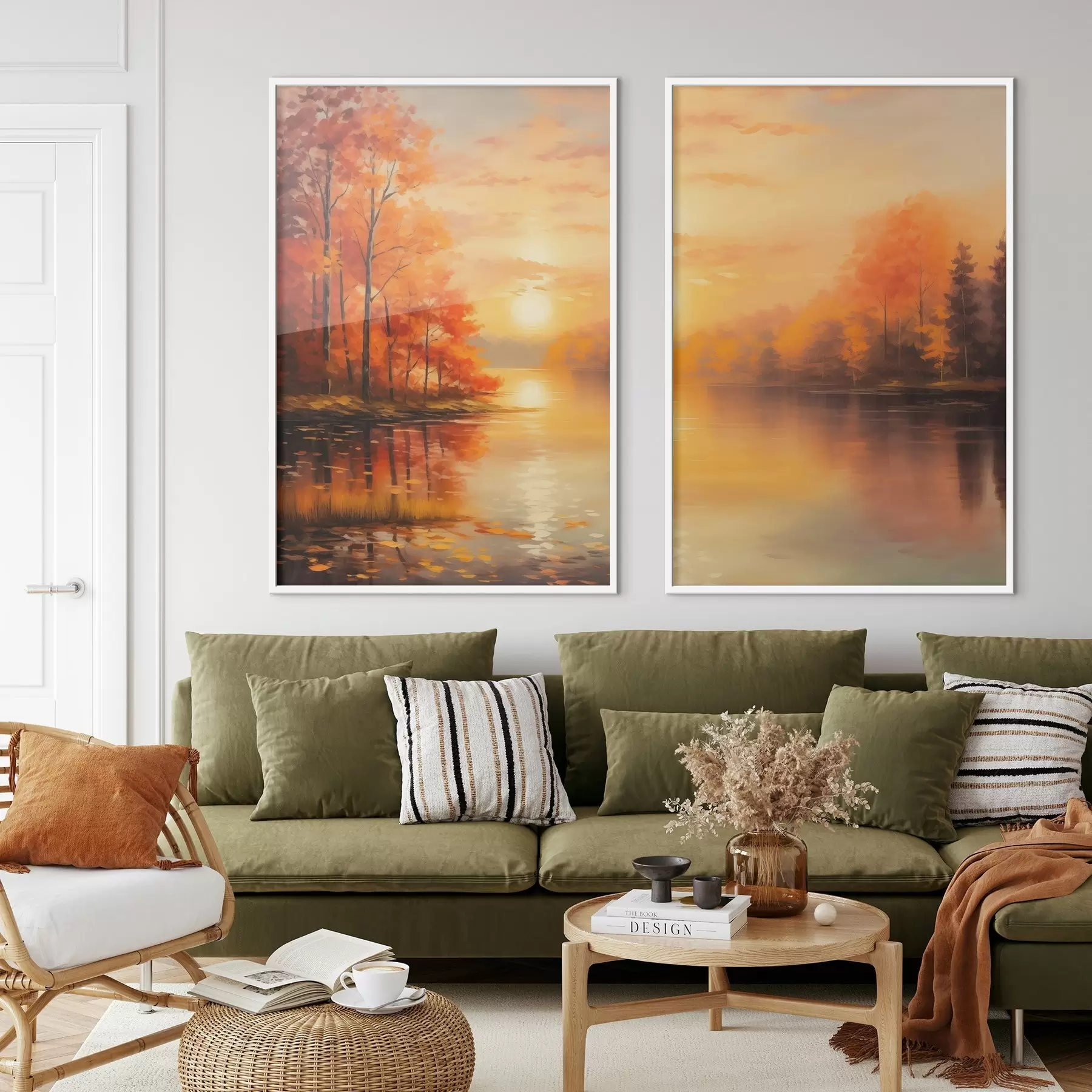 Fototapete Herbstwald vor dem Sonnenuntergang d01051