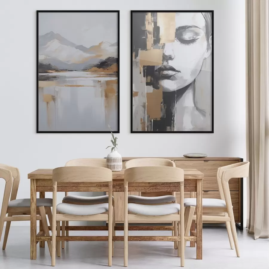 Fototapete Abstrakte Berglandschaft und Porträt d01058