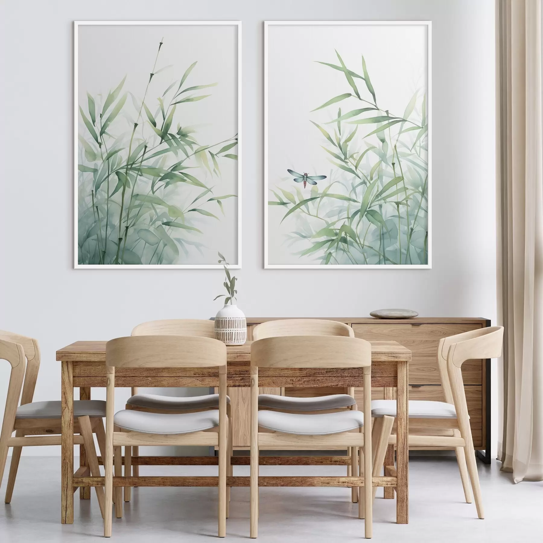 Fototapete Bambuspflanzen, Aquarellimitation d01062