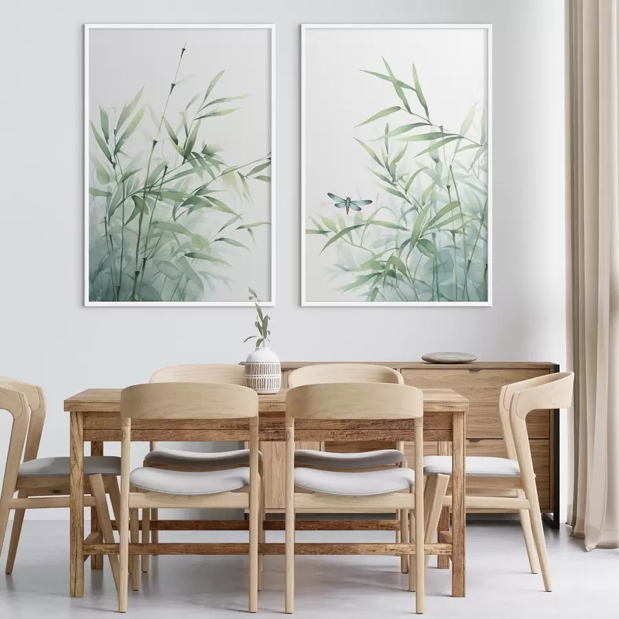 Fototapete Bambuspflanzen, Aquarellimitation d01062