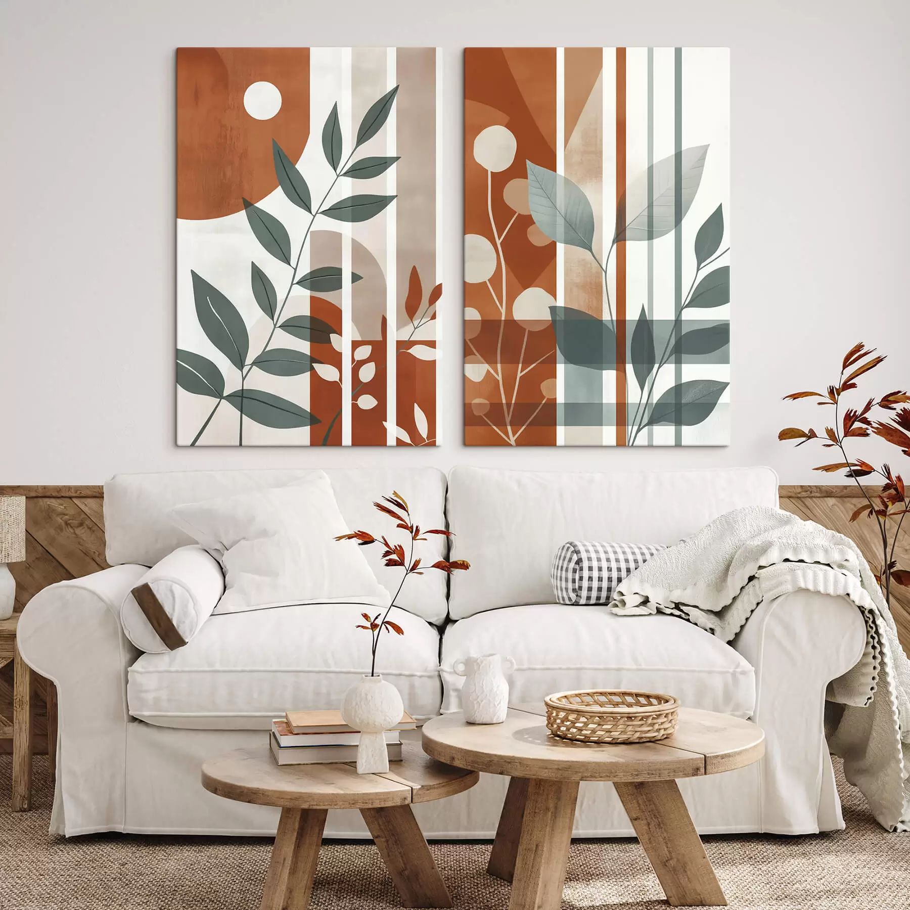 Fototapete Abstraktion mit Zweigen und Blättern m01074