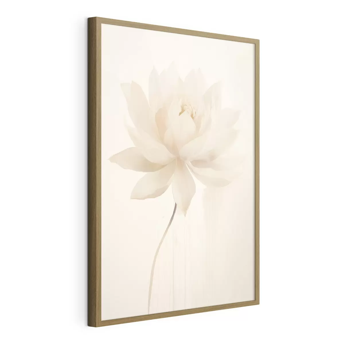 Poster Zarte weiße Lotusblume auf hellem Hintergrund im minimalistischen Stil f46936