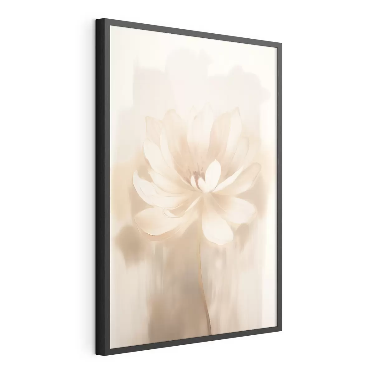 Poster Lotus mit zarten Schatten und einem unscharfen Hintergrund im Stil eines künstlerischen Posters f46937