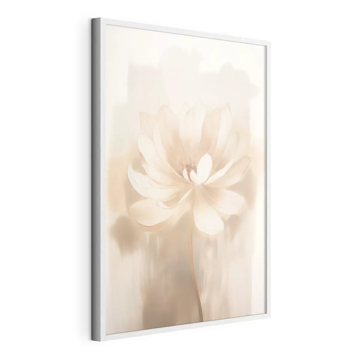 Poster Lotus mit zarten Schatten und einem unscharfen Hintergrund im Stil eines künstlerischen Posters f46937