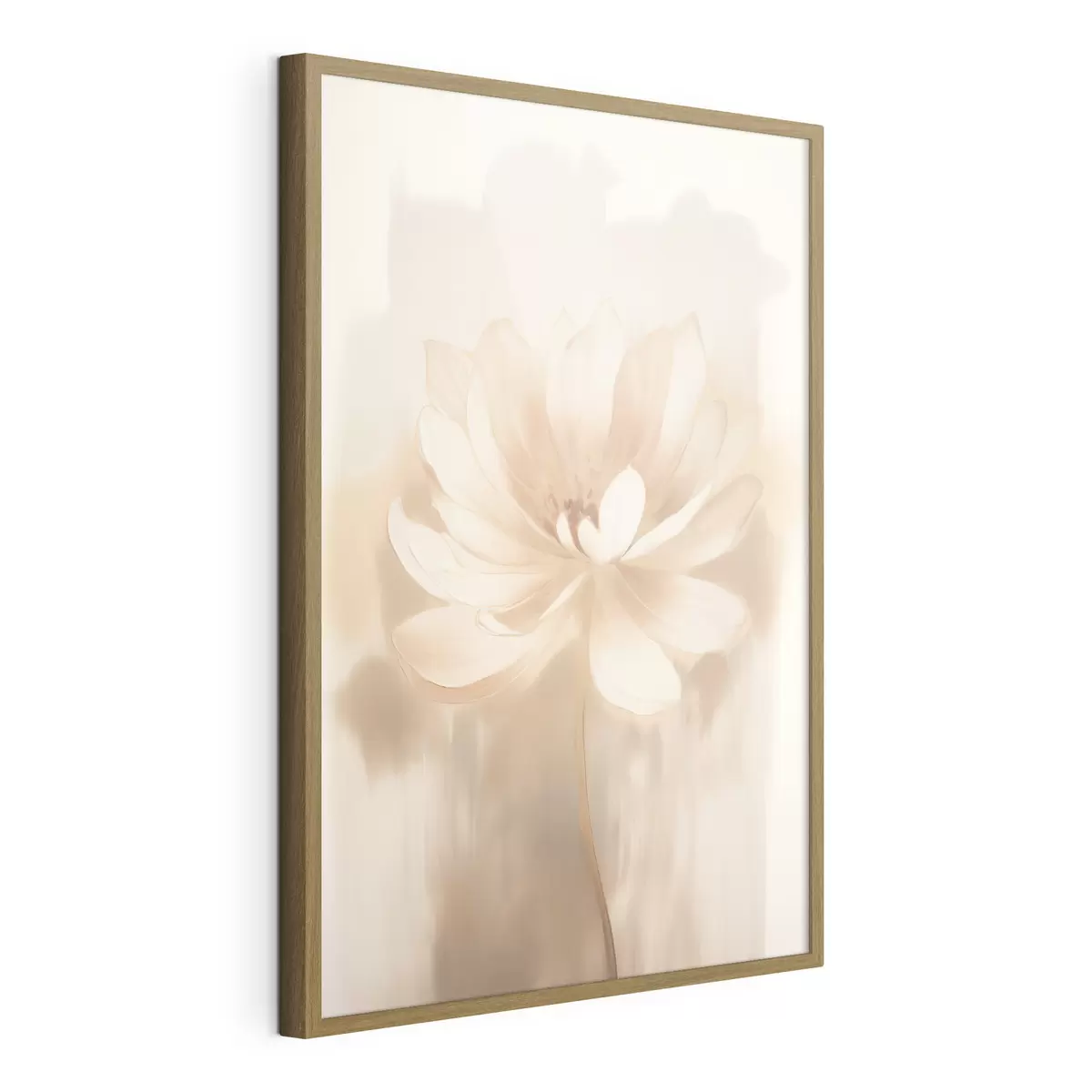 Poster Lotus mit zarten Schatten und einem unscharfen Hintergrund im Stil eines künstlerischen Posters f46937