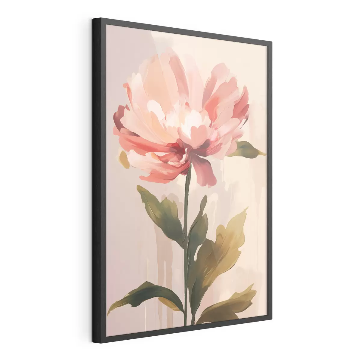 Poster Pfingstrose mit korallenrosa Blütenblättern im Stil moderner Kunstillustration f46948