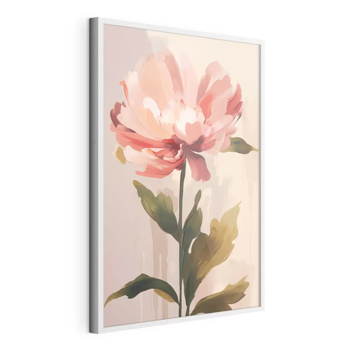 Poster Pfingstrose mit korallenrosa Blütenblättern im Stil moderner Kunstillustration f46948