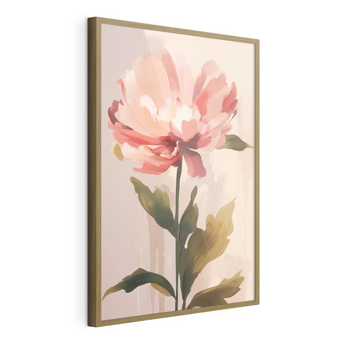 Poster Pfingstrose mit korallenrosa Blütenblättern im Stil moderner Kunstillustration f46948