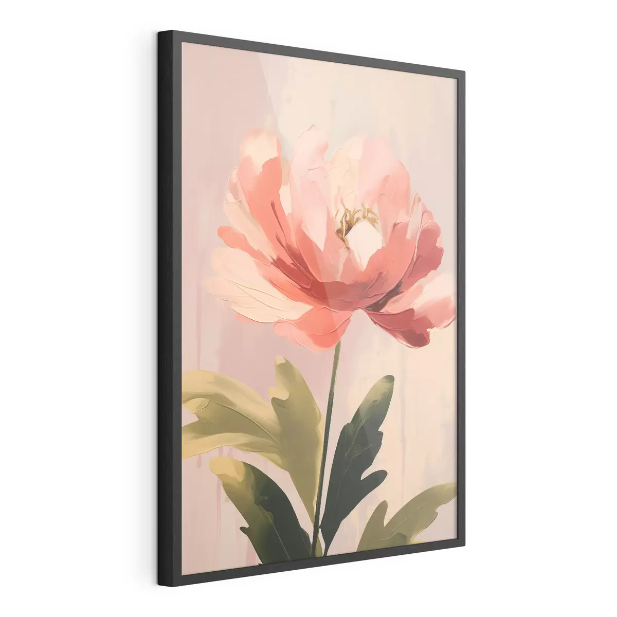 Poster Korallenfarbene Pfingstrose auf pastellfarbenem Hintergrund im Stil moderner Kunstillustration f46949